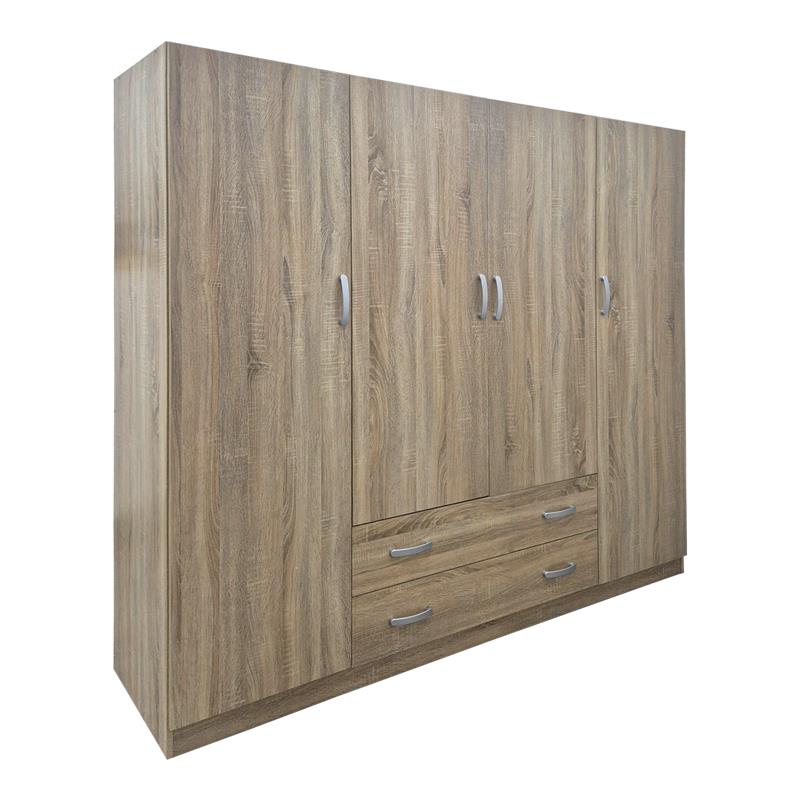 Ντουλάπα τετράφυλλη με 2 συρτάρια Alvia sonoma 200x51x180εκ