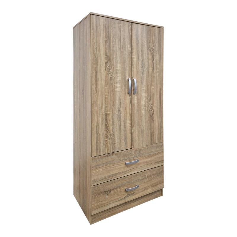 Ντουλάπα δίφυλλη με 2 συρτάρια Alvia sonoma 80x51.5x180εκ
