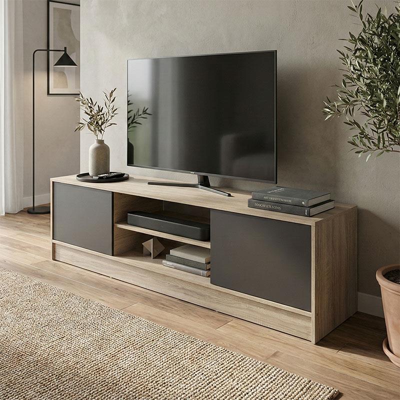 Έπιπλο τηλεόρασης Sasa sonoma - ανθρακί 150x35x41.5εκ