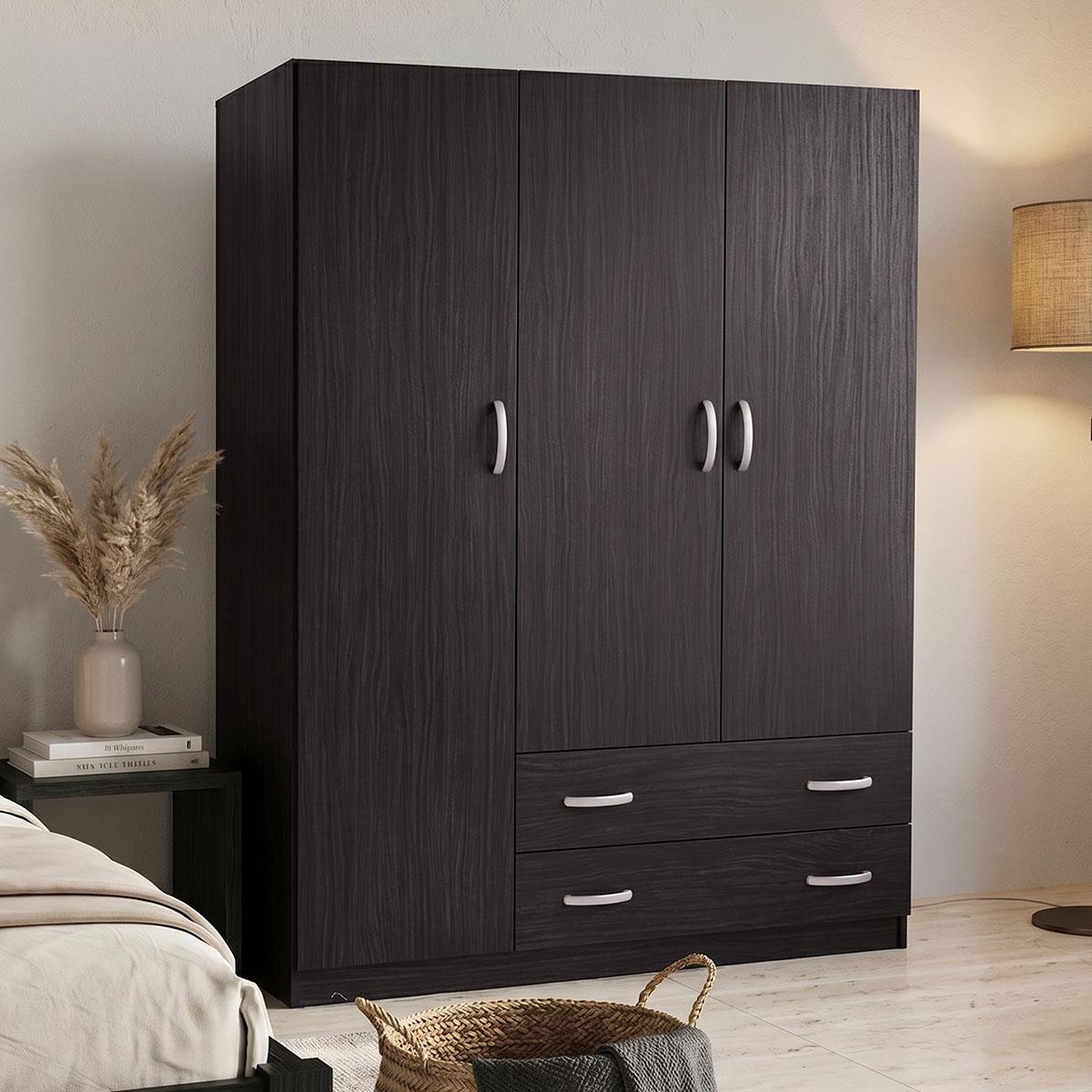 Ντουλάπα τρίφυλλη με 2 συρτάρια Alvia wenge 150x51x180εκ