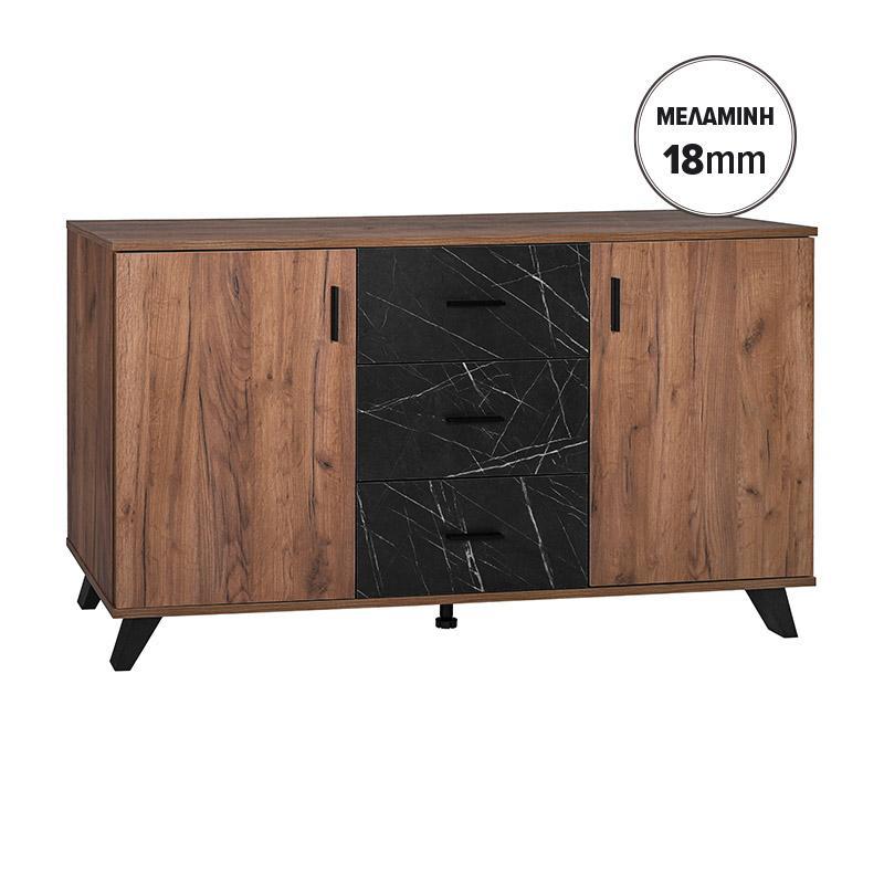 Μπουφές Miami Fylliana Καφέ Σκούρο με Μαύρο Μάρμαρο 160x40x84εκ Μπουφές Miami Fylliana Καφέ Σκούρο με Μαύρο Μάρμαρο 160x40x84εκ