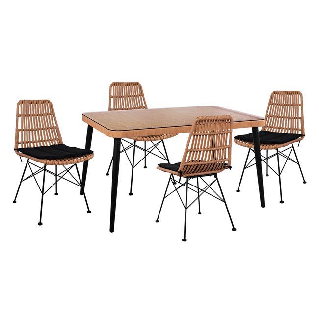 Σετ Τραπεζαρία Κήπου ALLEGRA C10491 5τεμ. Wicker με Τραπέζι Μπέζ και Μαύρο χρώμα 140x80x78Υεκ. Σετ Τραπεζαρία Κήπου ALLEGRA C10491 5τεμ. Wicker με Τραπέζι Μπέζ και Μαύρο χρώμα 140x80x78Υεκ.