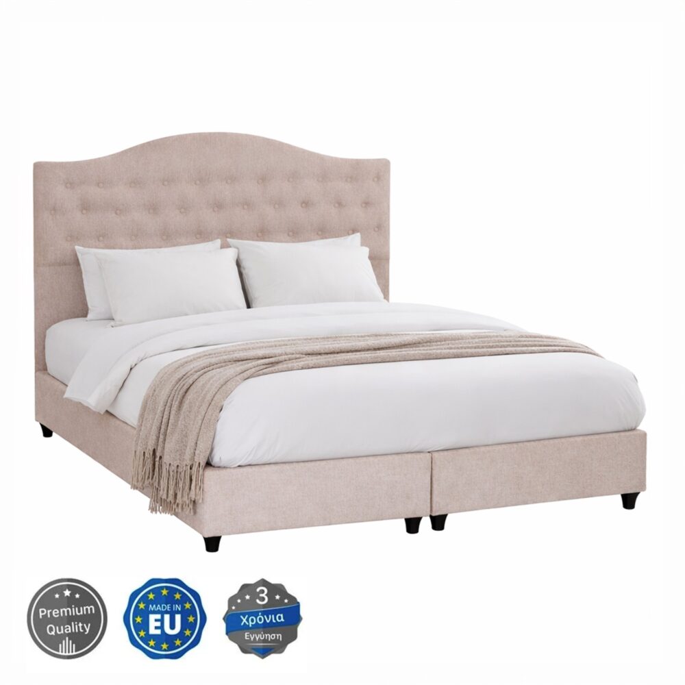 Επενδυμένο Κρεβάτι MALENA Διπλό Ύφασμα Μπέζ 160x200 εκ. Επενδυμένο Κρεβάτι MALENA Διπλό Ύφασμα Μπέζ 160x200 εκ.