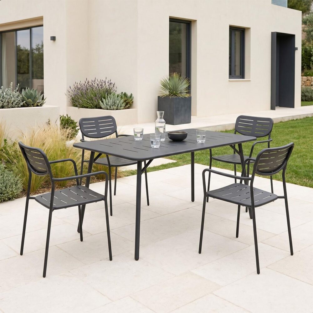 Σετ Τραπεζαρία Moraja Deraby 5τεμ μαύρο μέταλλο 140x80x72εκ. Σετ Τραπεζαρία Moraja Deraby 5τεμ μαύρο μέταλλο 140x80x72εκ.