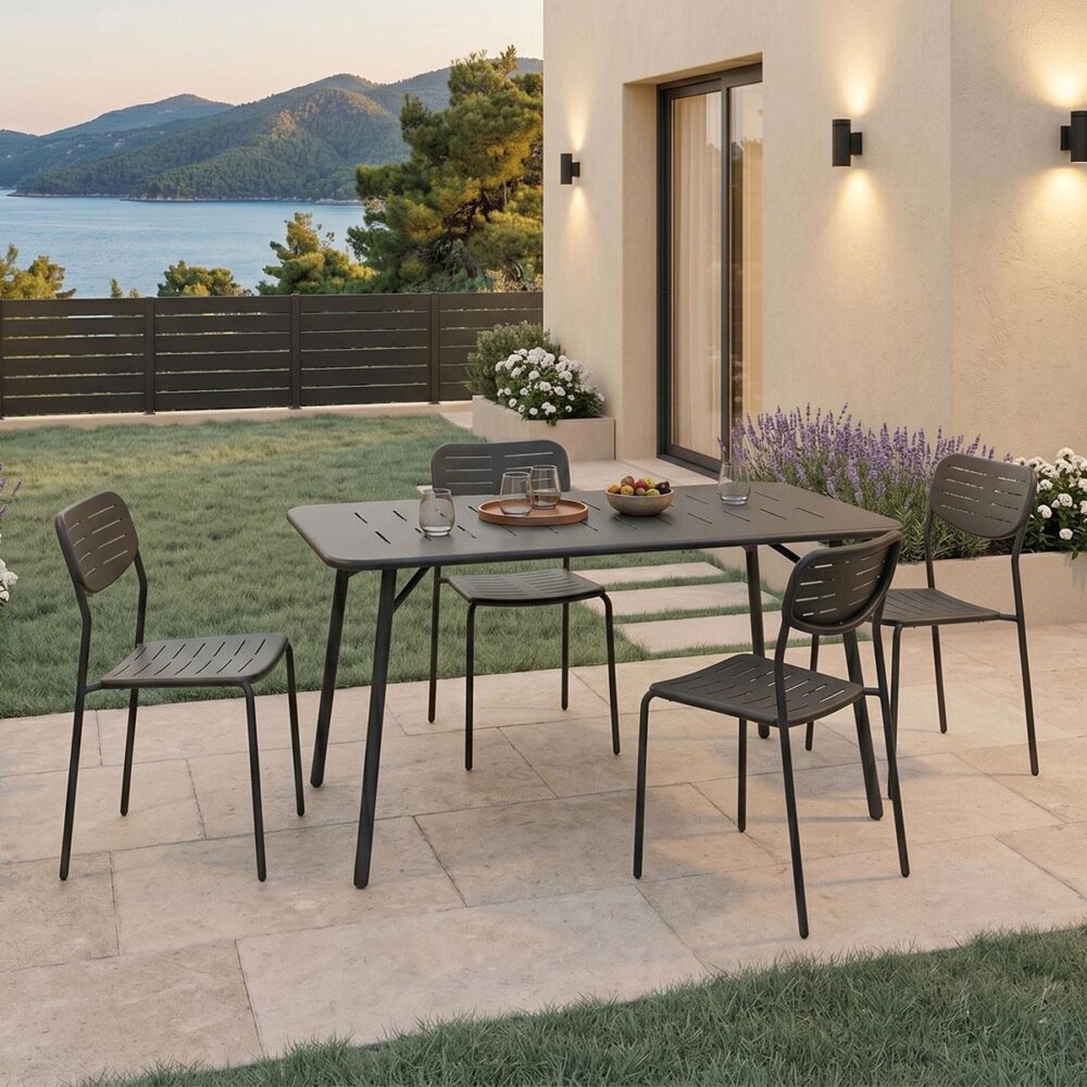 Σετ Τραπεζαρία Moraja Deraby I 5τεμ μαύρο μέταλλο 140x80x72εκ. Σετ Τραπεζαρία Moraja Deraby I 5τεμ μαύρο μέταλλο 140x80x72εκ.
