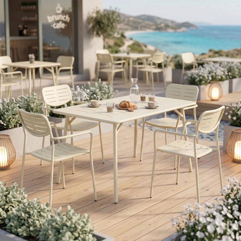 Σετ Τραπεζαρία Moraja Deraby 5τεμ κρέμ μέταλλο 140x80x72εκ. Σετ Τραπεζαρία Moraja Deraby 5τεμ κρέμ μέταλλο 140x80x72εκ.