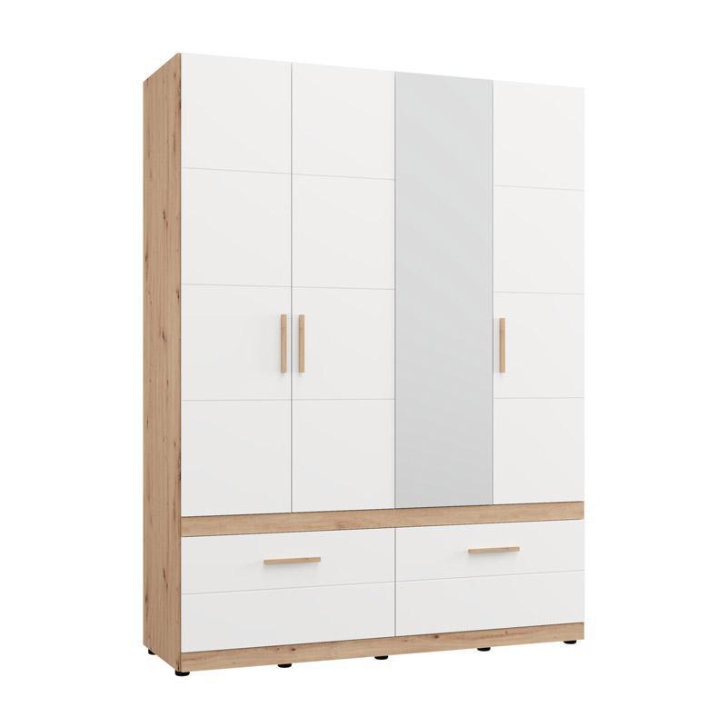Ντουλάπα Τετράφυλλη DILLON 4K2F1O Artisan Oak - Λευκό 155x52x208εκ Ντουλάπα Τετράφυλλη DILLON 4K2F1O Artisan Oak - Λευκό 155x52x208εκ