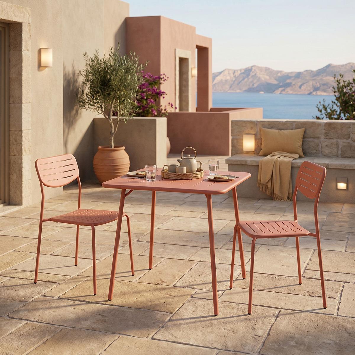 Σετ Τραπεζαρία Κήπου Moraja Deraby I 3τεμ. μέταλλο σε terracotta απόχρωση 70x70x73εκ Σετ Τραπεζαρία Κήπου Moraja Deraby I 3τεμ. μέταλλο σε terracotta απόχρωση 70x70x73εκ