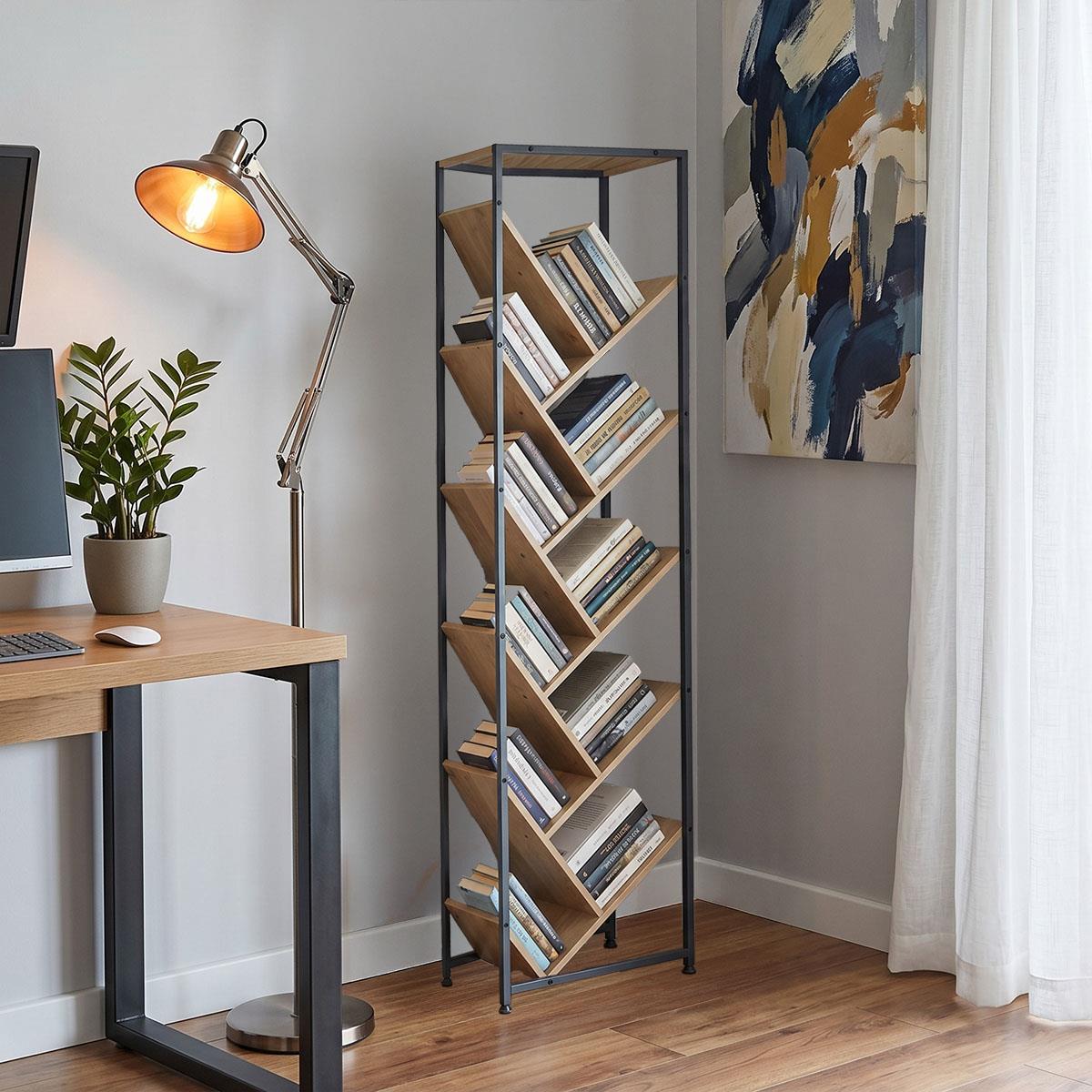 Βιβλιοθήκη Orunta oak - μαύρο μέταλλο 40x26,5x150εκ