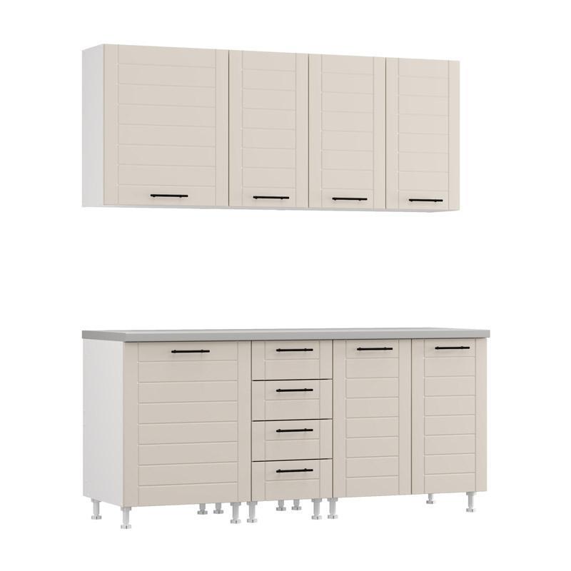 Έτοιμη Σύνθεση Κουζίνας DRINA 180 σε Λευκό - Sand High Gloss 180x60x213εκ. Έτοιμη Σύνθεση Κουζίνας DRINA 180 σε Λευκό - Sand High Gloss 180x60x213εκ.