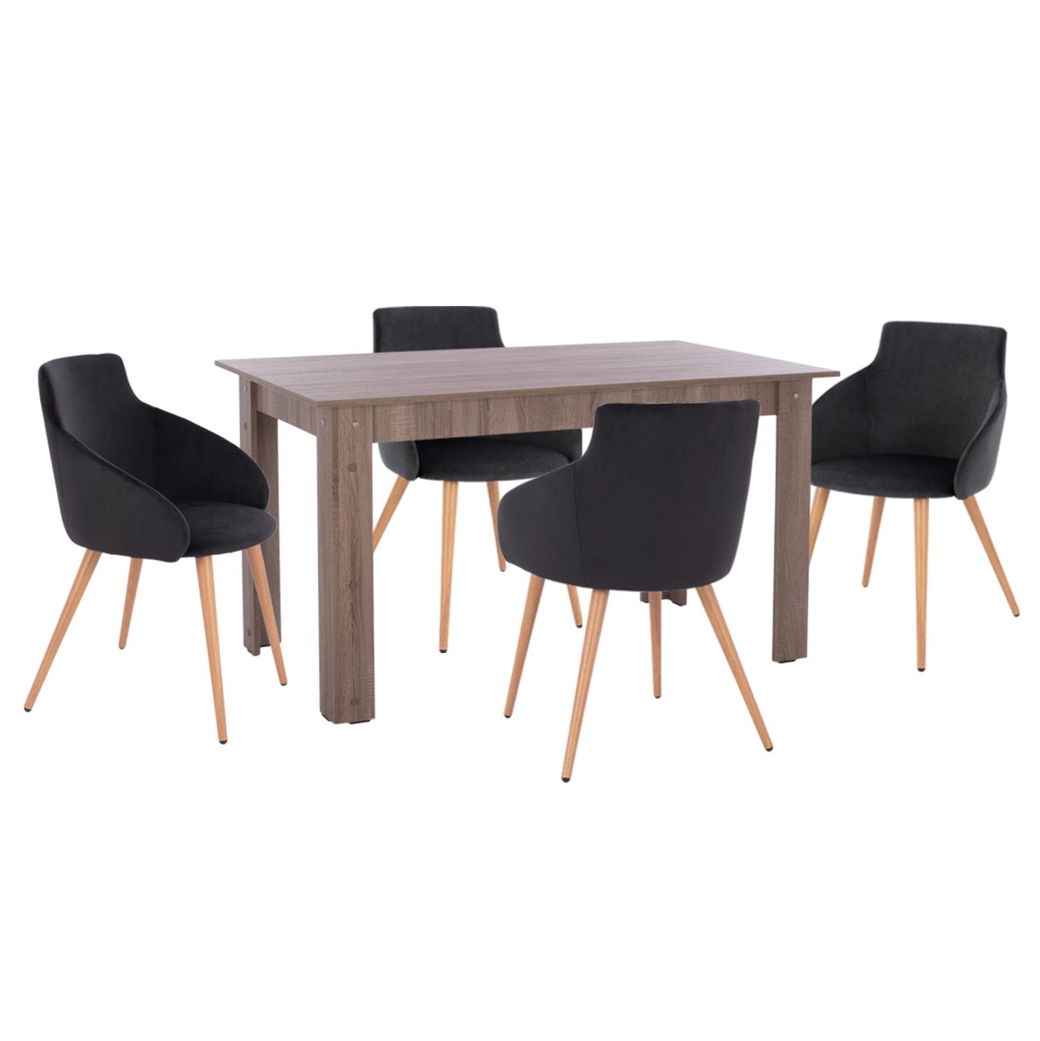 Σετ Τραπεζαρία KELVIN 5τεμ. Μελαμίνη Sonama Oak - Μαύρο Βελούδο Σετ Τραπεζαρία KELVIN 5τεμ. Μελαμίνη Sonama Oak - Μαύρο Βελούδο