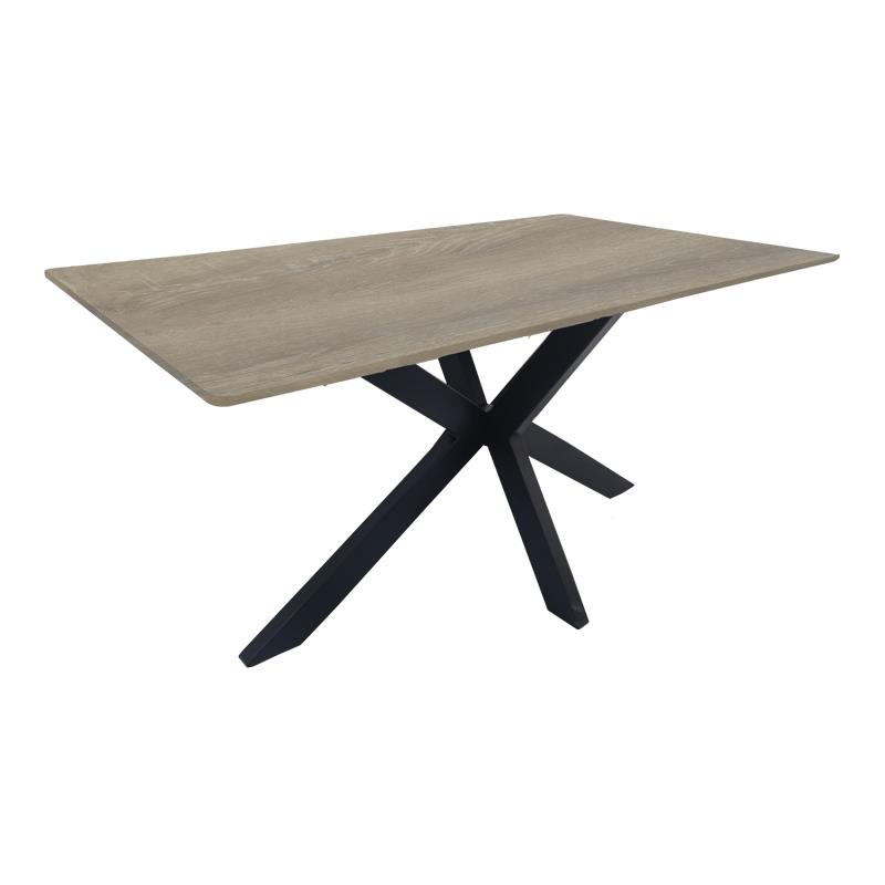 Τραπέζι Bethan sonoma με γκρι mdf και μαύρο μέταλλο 180x90x75εκ
