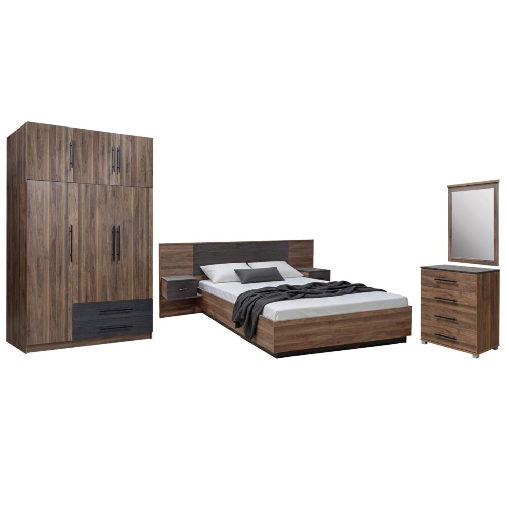 Σετ Κρεβατοκάμαρας CARYS C10888.11 5τεμ. Μελαμίνη σε Καρυδί χρώμα Σετ Κρεβατοκάμαρας CARYS C10888.11 5τεμ. Μελαμίνη σε Καρυδί χρώμα