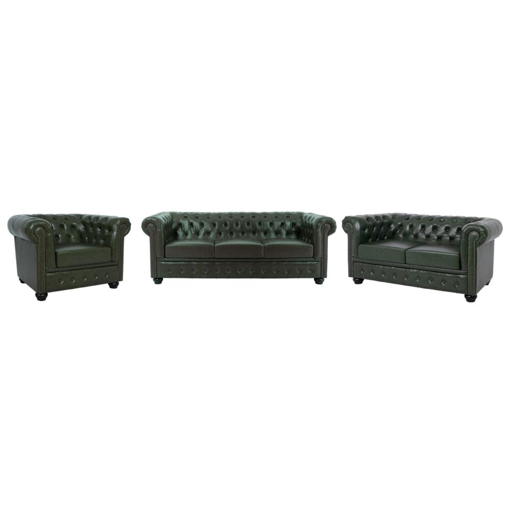 Σετ Σαλονιού MOBAR C10912.08 3τεμ. τύπου CHESTERFIELD PU Δέρμα Κυπαρισσί χρώμα Σετ Σαλονιού MOBAR C10912.08 3τεμ. τύπου CHESTERFIELD PU Δέρμα Κυπαρισσί χρώμα