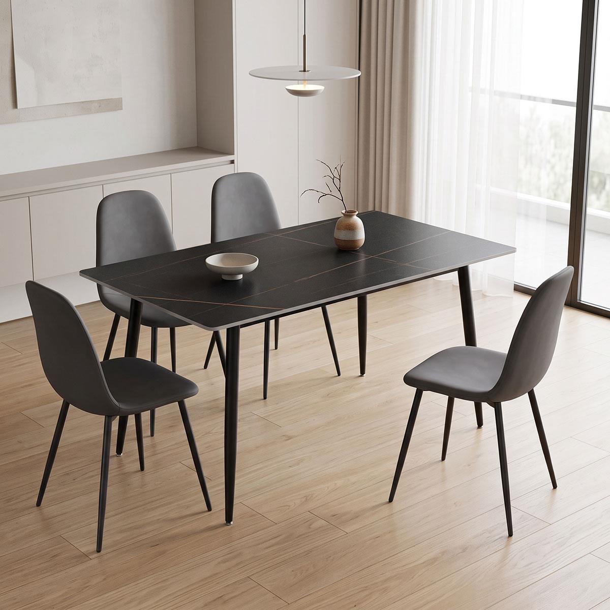 Τραπέζι Gustas μαύρο μαρμάρου sintered stone-μαύρο μέταλλο 140x80x76εκ Τραπέζι Gustas μαύρο μαρμάρου sintered stone-μαύρο μέταλλο 140x80x76εκ