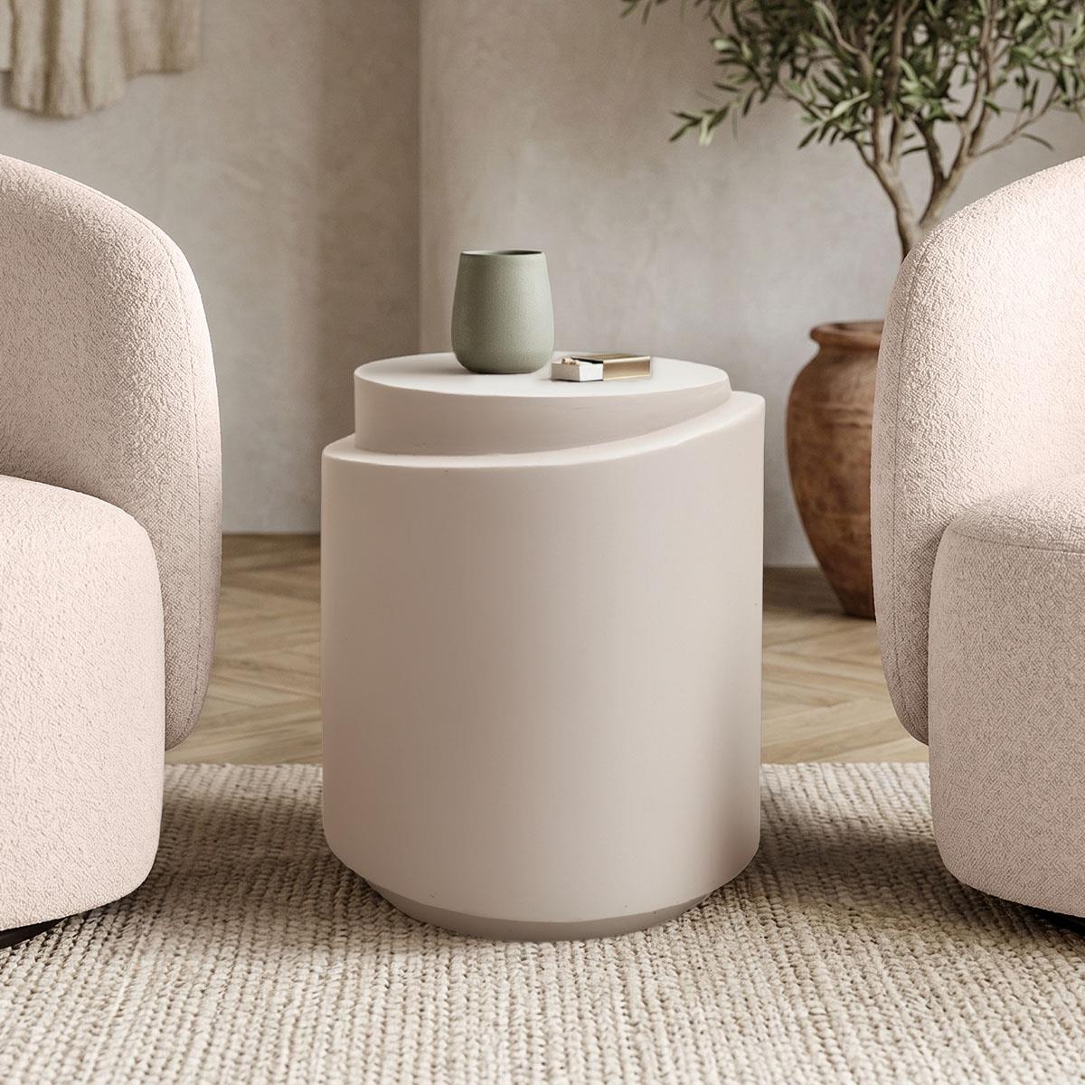 Βοηθητικό τραπεζάκι σαλονιού Fortox MGO cappuccino Φ40x49.5εκ