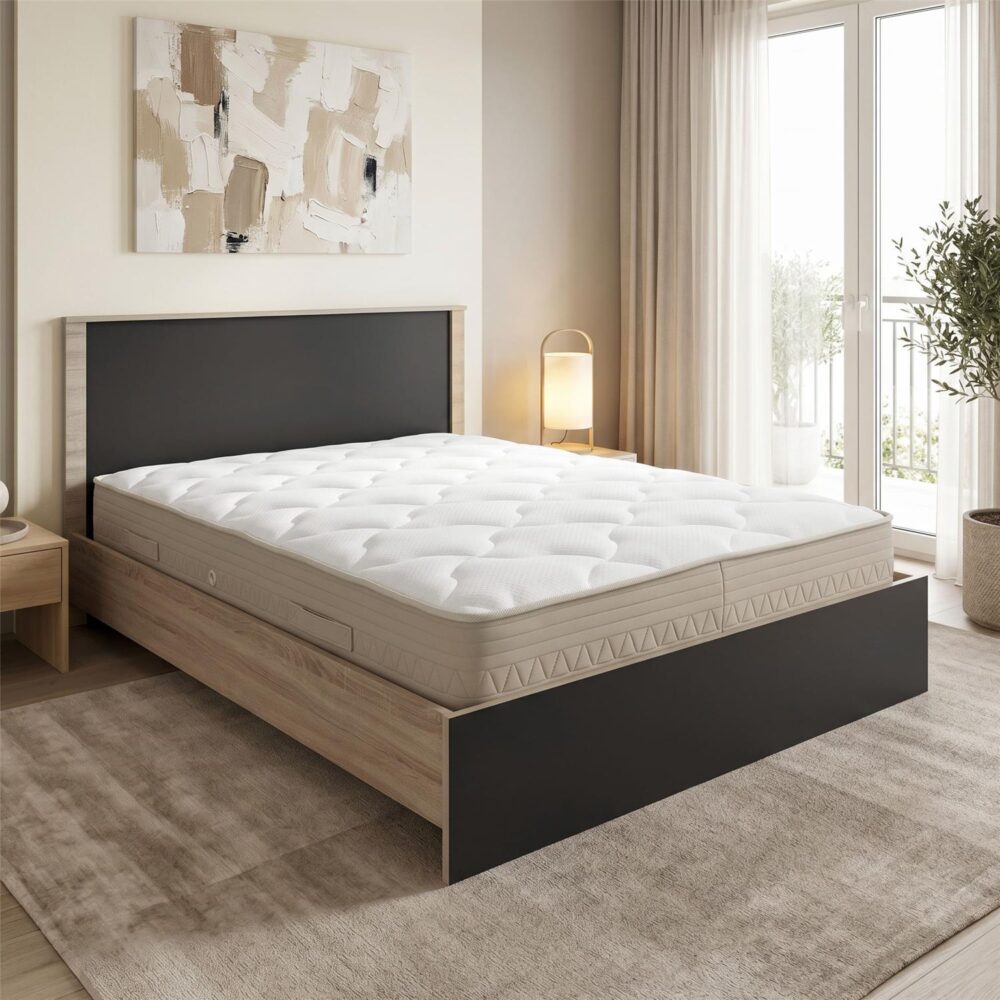 Κρεβάτι με στρώμα Athos Sleepy sonoma ανθρακί 160x200εκ Κρεβάτι με στρώμα Athos Sleepy sonoma ανθρακί 160x200εκ