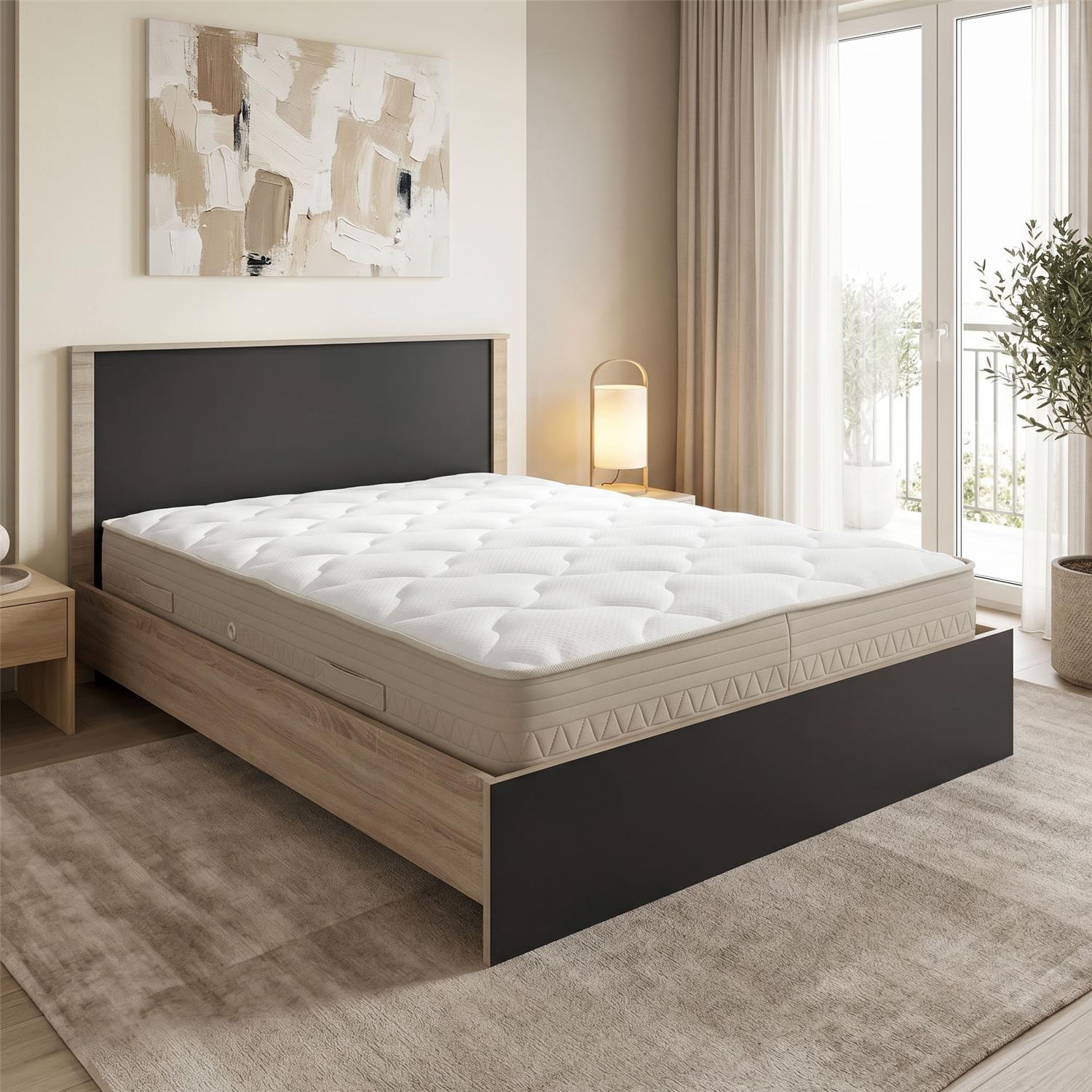 Κρεβάτι με στρώμα Athos Sleepy sonoma ανθρακί 160x200εκ Κρεβάτι με στρώμα Athos Sleepy sonoma ανθρακί 160x200εκ