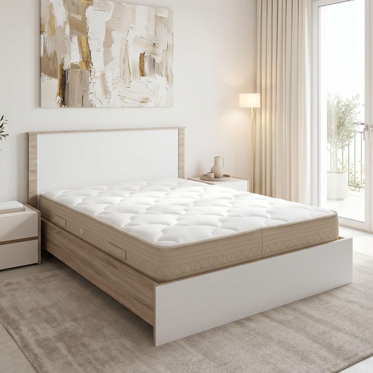 Κρεβάτι με στρώμα Athos Sleepy sonoma λευκό 160x200εκ Κρεβάτι με στρώμα Athos Sleepy sonoma λευκό 160x200εκ