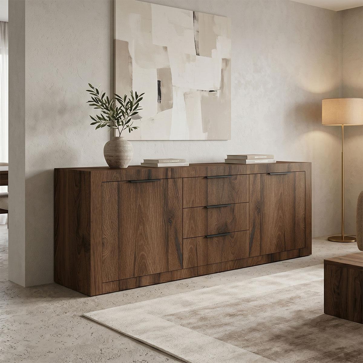Μπουφές Doha καρυδί με oak 180x45x80.5εκ Μπουφές Doha καρυδί με oak 180x45x80.5εκ