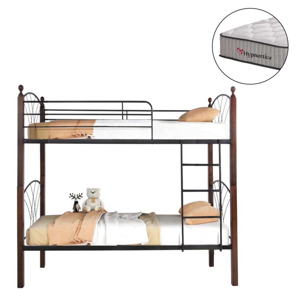 Κουκέτα με 2 Στρώματα STOREY Μέταλλο & Ξύλο Rubberwood 90x190εκ Κουκέτα με 2 Στρώματα STOREY Μέταλλο & Ξύλο Rubberwood 90x190εκ