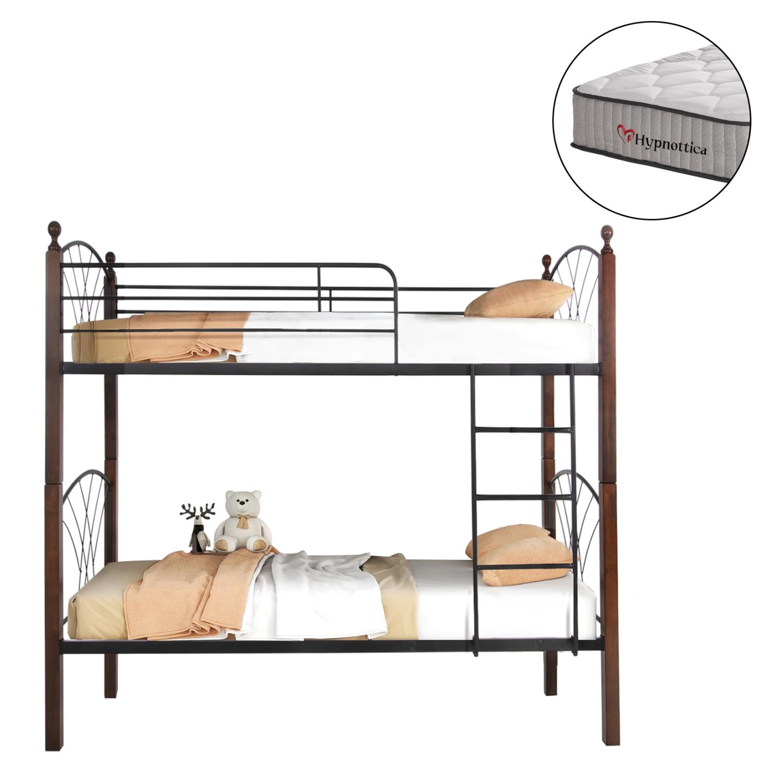 Κουκέτα με 2 Στρώματα STOREY Μέταλλο & Ξύλο Rubberwood 90x190εκ Κουκέτα με 2 Στρώματα STOREY Μέταλλο & Ξύλο Rubberwood 90x190εκ