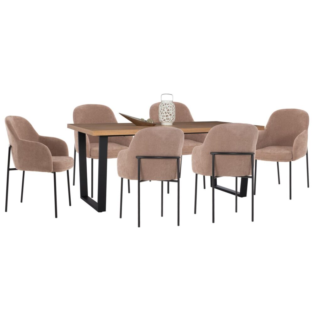 Σετ Τραπεζαρίας MANIDO C10949.03 7τεμ. Mdf Top & Ύφασμα Taupe & Μέταλλο Μαύρο Σετ Τραπεζαρίας MANIDO C10949.03 7τεμ. Mdf Top & Ύφασμα Taupe & Μέταλλο Μαύρο