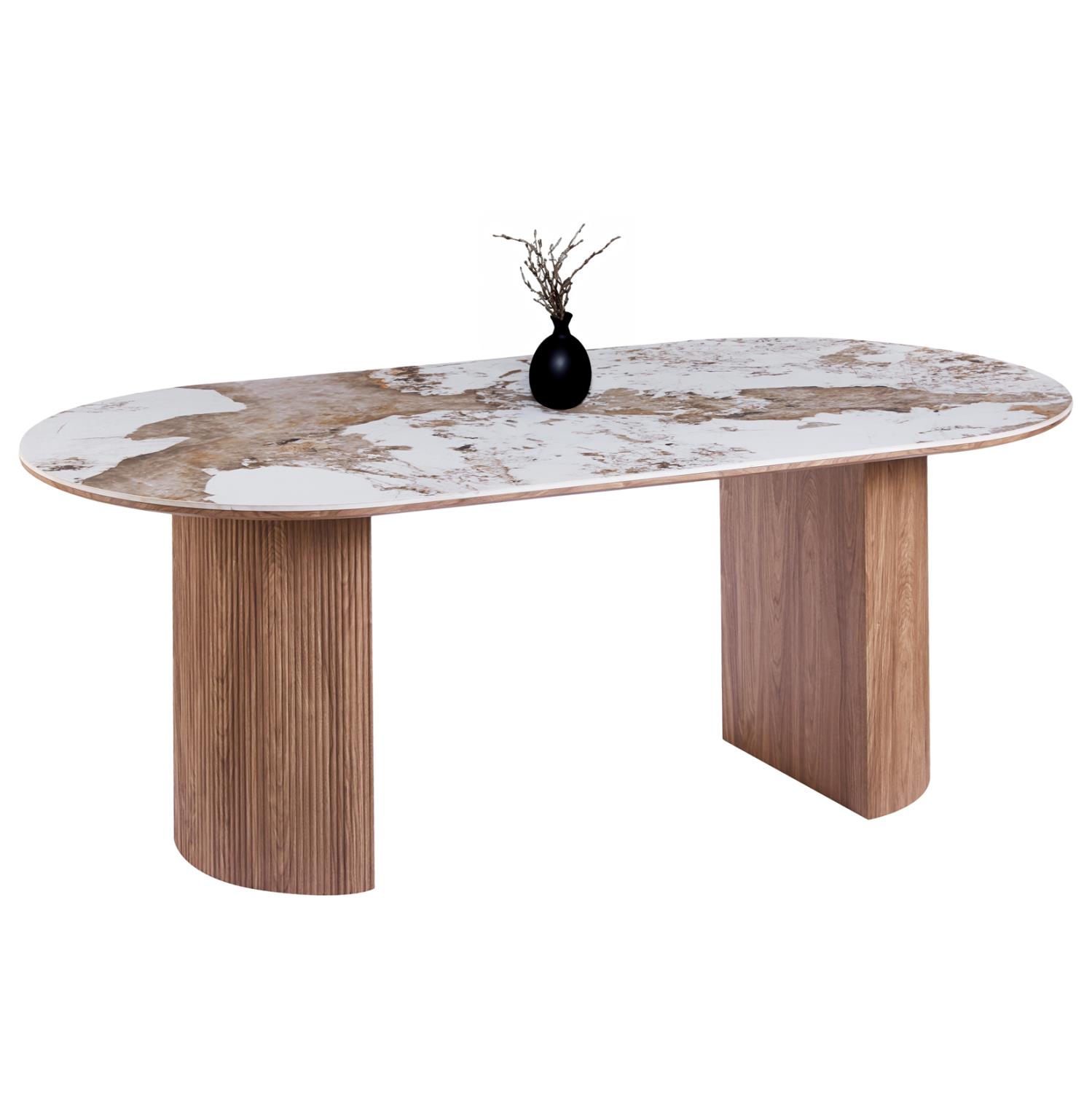 Τραπέζι Τραπεζαρίας MARBLEX C18428 Οβάλ Κεραμικό Top σε Λευκό Μάρμαρο χρώμα - MDF πόδια 210x100x77Υεκ. Τραπέζι Τραπεζαρίας MARBLEX C18428 Οβάλ Κεραμικό Top σε Λευκό Μάρμαρο χρώμα - MDF πόδια 210x100x77Υεκ.