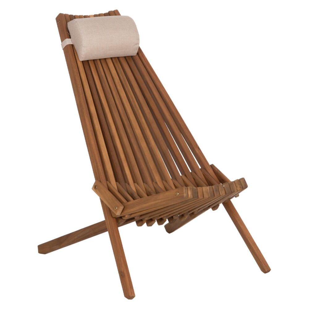 Πολυθρόνα Lounge Πτυσσόμενη SHIGAN C6530 με Μαξιλάρι - Ξύλο Ακακίας Φυσικό 88x59x82.5εκ.