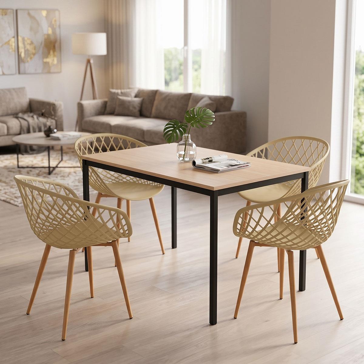 Σετ Τραπεζαρία 5τεμ με Πολυθρόνες Ezra cappuccino και Τραπέζι Faragio μαύρο με φυσική απόχρωση 120x75x75εκ Σετ Τραπεζαρία 5τεμ με Πολυθρόνες Ezra cappuccino και Τραπέζι Faragio μαύρο με φυσική απόχρωση 120x75x75εκ