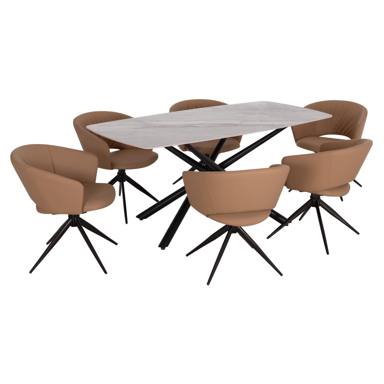 Σετ Τραπεζαρίας HANAE C21365 7τεμ. Κεραμικό Top - Μεταλλικά πόδια & PU Μόκα - Μεταλλικά πόδια Σετ Τραπεζαρίας HANAE C21365 7τεμ. Κεραμικό Top - Μεταλλικά πόδια & PU Μόκα - Μεταλλικά πόδια