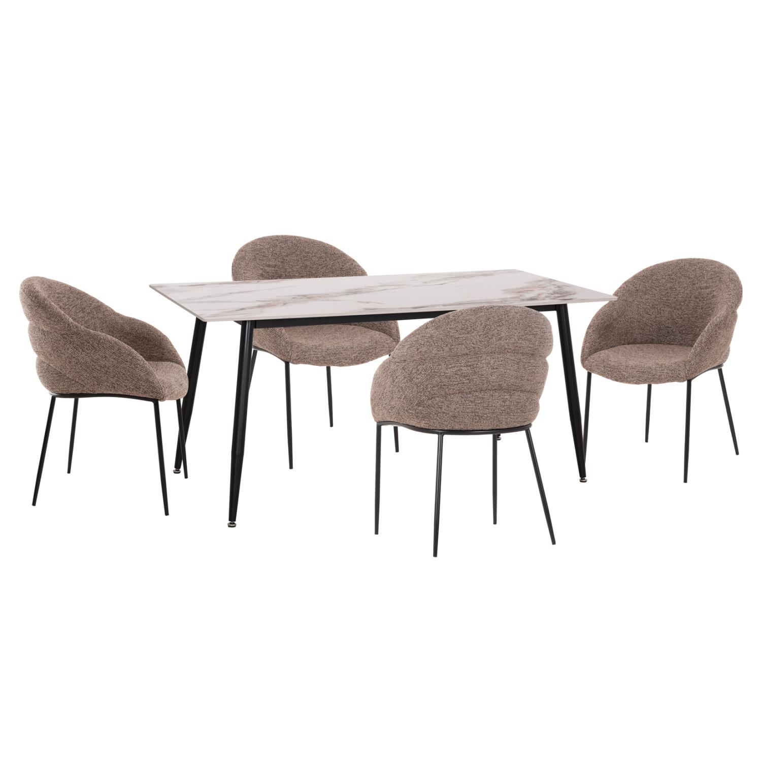 Σετ Τραπεζαρίας DRENNY C10952.03 5τεμ. Κεραμικό Top - Taupe Ύφασμα - Μεταλλικά πόδια Σετ Τραπεζαρίας DRENNY C10952.03 5τεμ. Κεραμικό Top - Taupe Ύφασμα - Μεταλλικά πόδια