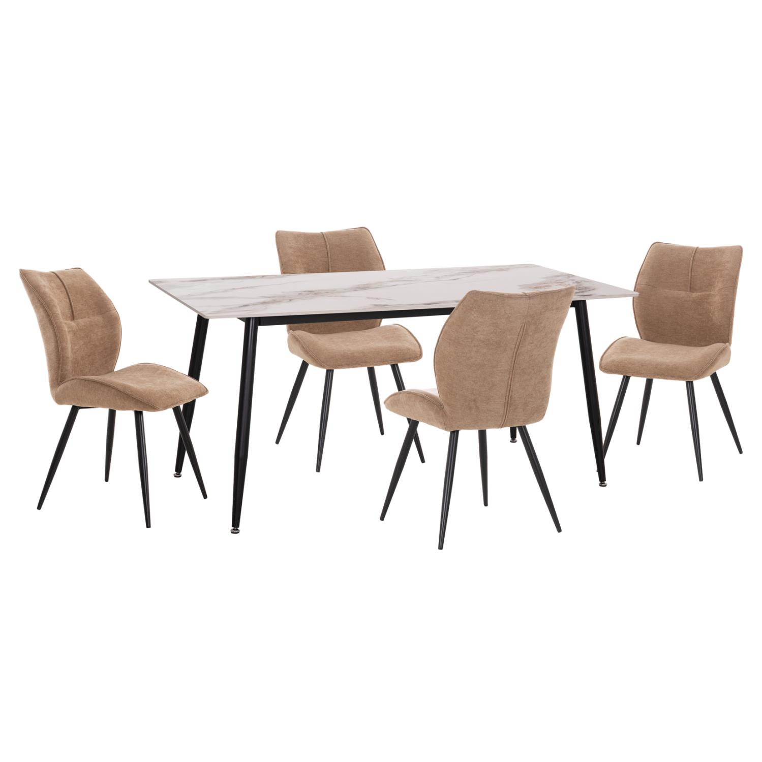 Σετ Τραπεζαρίας GAFF C10953.03 5τεμ. Κεραμικό Top - Taupe Ύφασμα - Μεταλλικά πόδια Σετ Τραπεζαρίας GAFF C10953.03 5τεμ. Κεραμικό Top - Taupe Ύφασμα - Μεταλλικά πόδια