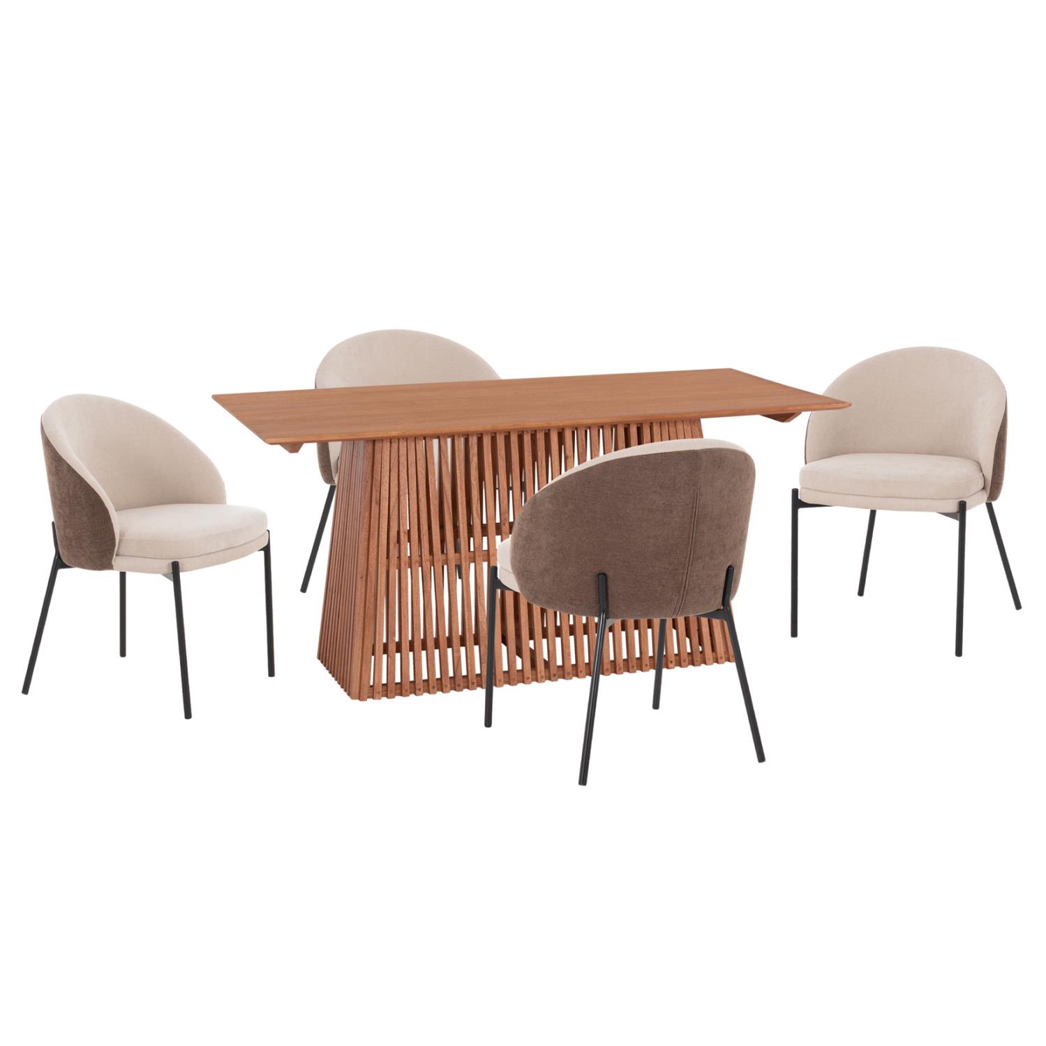 Σετ Τραπεζαρίας DETTON C10958.02 5τεμ. Mindi Ξύλο & Καφέ - Μπεζ Πολυθρόνες Σετ Τραπεζαρίας DETTON C10958.02 5τεμ. Mindi Ξύλο & Καφέ - Μπεζ Πολυθρόνες
