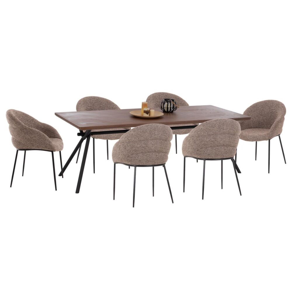 Σετ τραπεζαρίας MANDY C10957.03 7 τεμ  MDF TOP και Καρέκλες με Ύφασμα Taupe