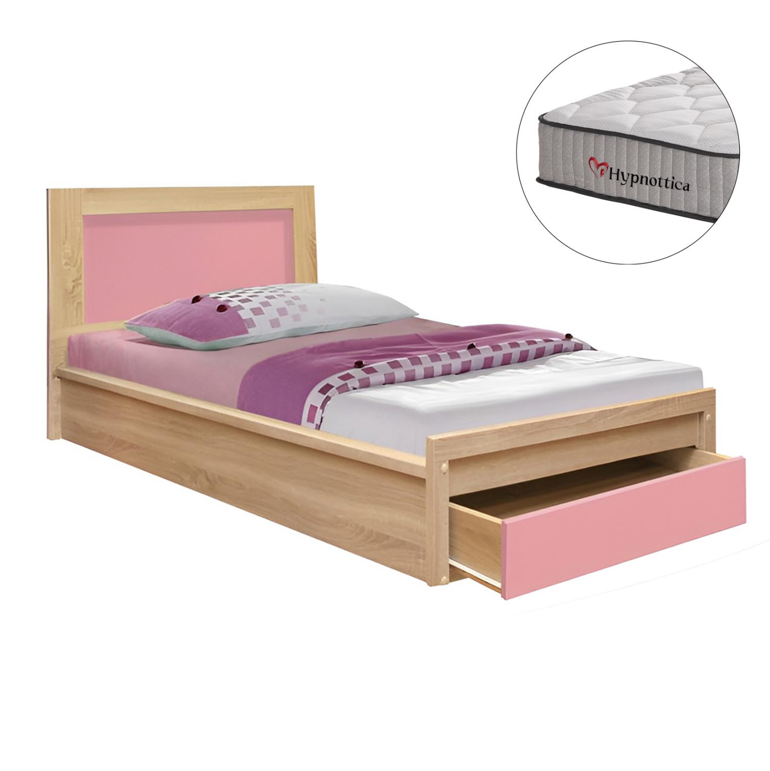 Κρεβάτι Παιδικό με Συρτάρι PLAYROOM C10752.02 Μελαμίνη Sonama - Ροζ 90x190εκ.