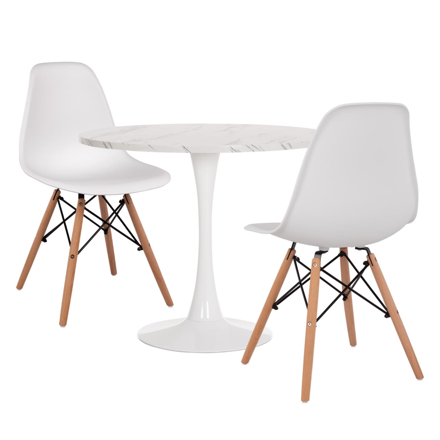 Σετ Τραπεζαρίας ROLLO C21388 3τεμ Στρόγγυλο Τραπέζι & 2 Καρέκλες σε Λευκό Σετ Τραπεζαρίας ROLLO C21388 3τεμ Στρόγγυλο Τραπέζι & 2 Καρέκλες σε Λευκό
