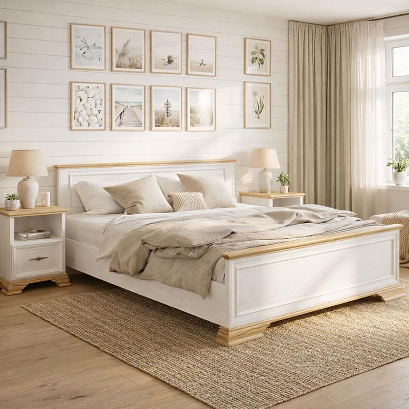 Κρεβάτι διπλό Jaden golden oak-λευκό antique 160x200εκ Κρεβάτι διπλό Jaden golden oak-λευκό antique 160x200εκ