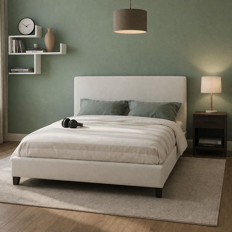 Κρεβάτι Nevil διπλό 150x200 PU χρώμα λευκό ματ Κρεβάτι Nevil διπλό 150x200 PU χρώμα λευκό ματ
