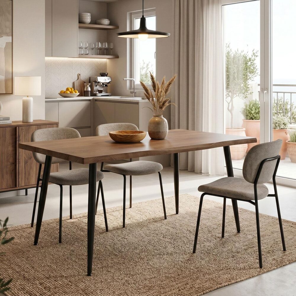 Τραπέζι Neve MDF καρυδί-πόδι μεταλλικό μαύρο 140x80x75εκ Τραπέζι Neve MDF καρυδί-πόδι μεταλλικό μαύρο 140x80x75εκ