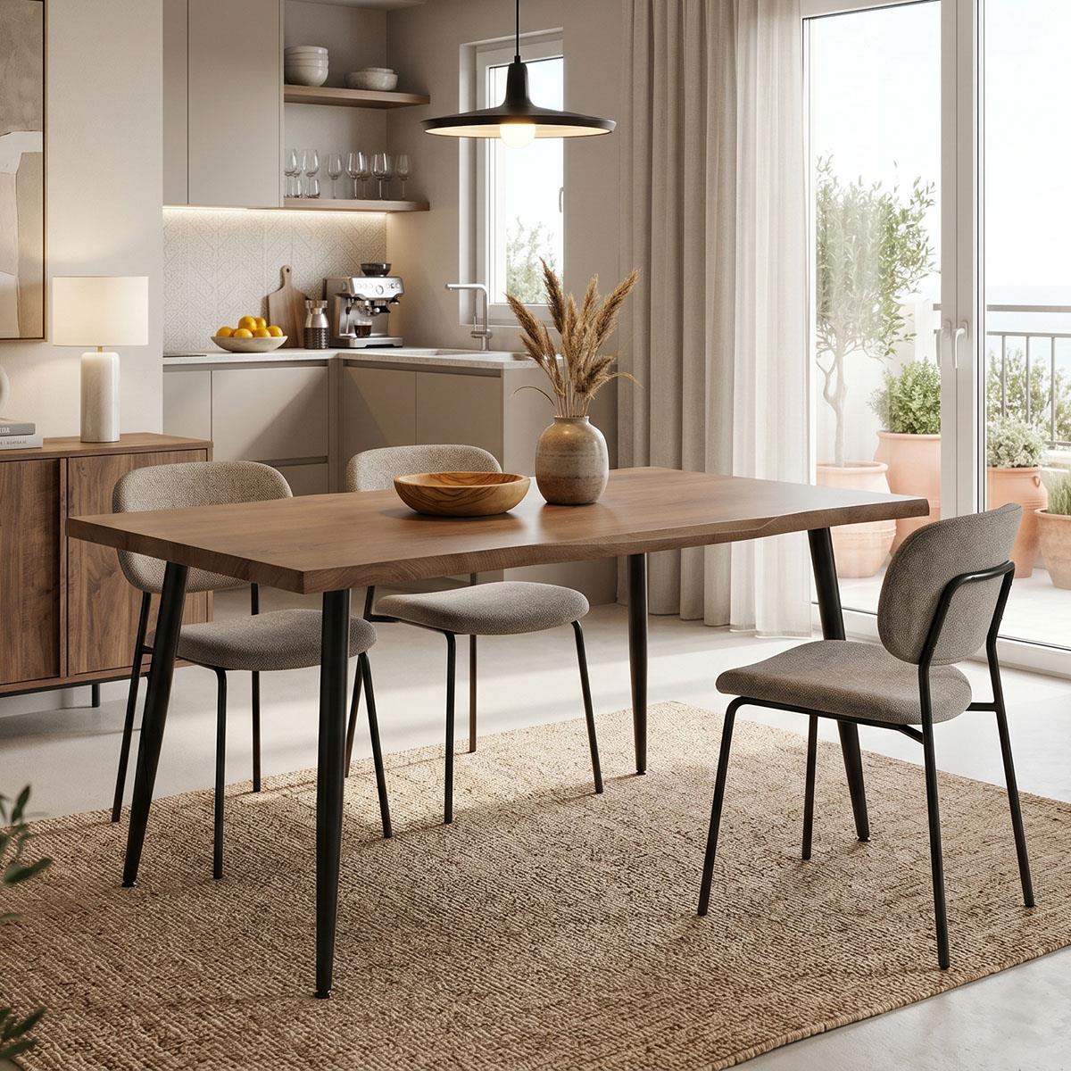 Τραπέζι Neve MDF καρυδί-πόδι μεταλλικό μαύρο 140x80x75εκ Τραπέζι Neve MDF καρυδί-πόδι μεταλλικό μαύρο 140x80x75εκ