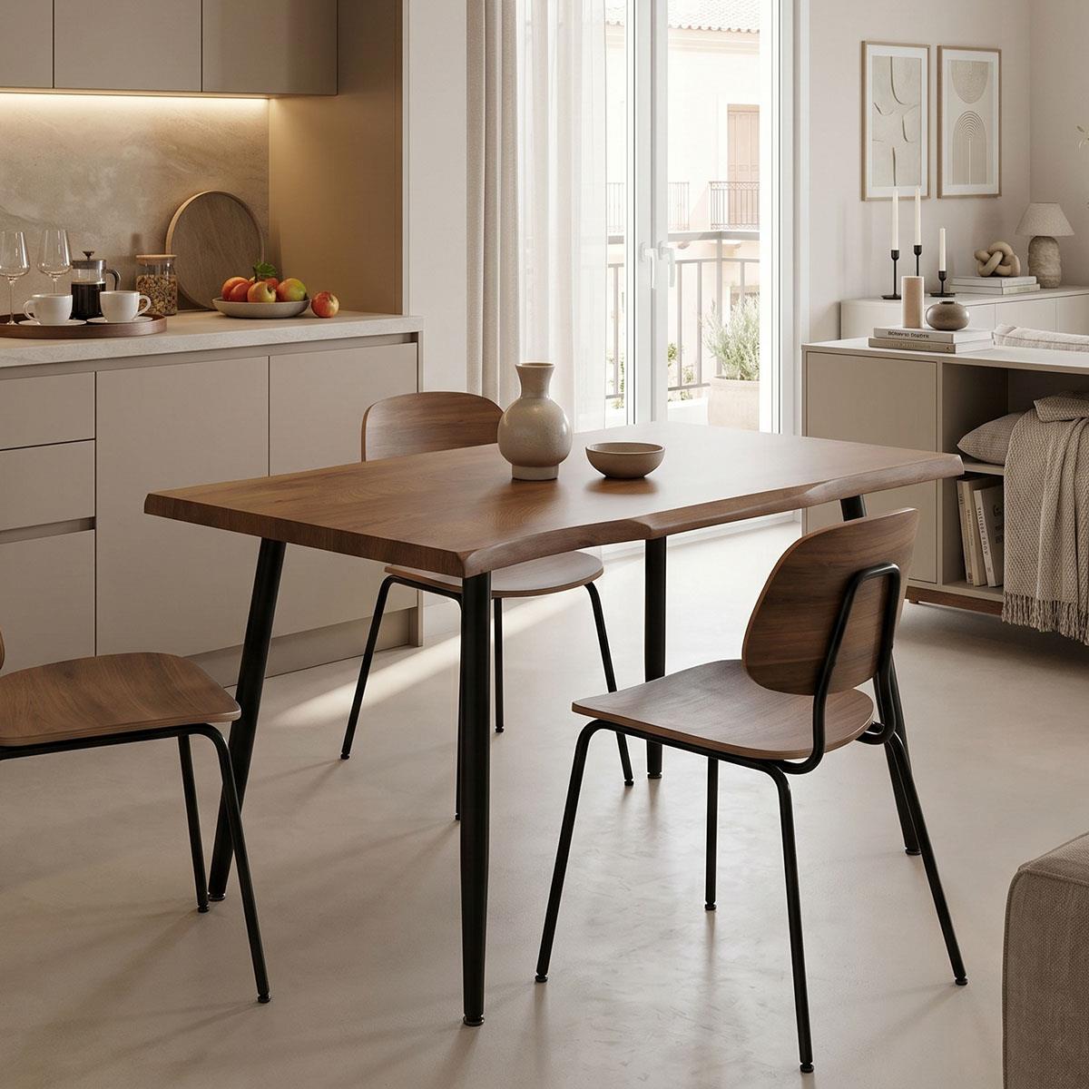 Τραπέζι Neve MDF καρυδί-πόδι μεταλλικό μαύρο 120x80x75εκ Τραπέζι Neve MDF καρυδί-πόδι μεταλλικό μαύρο 120x80x75εκ
