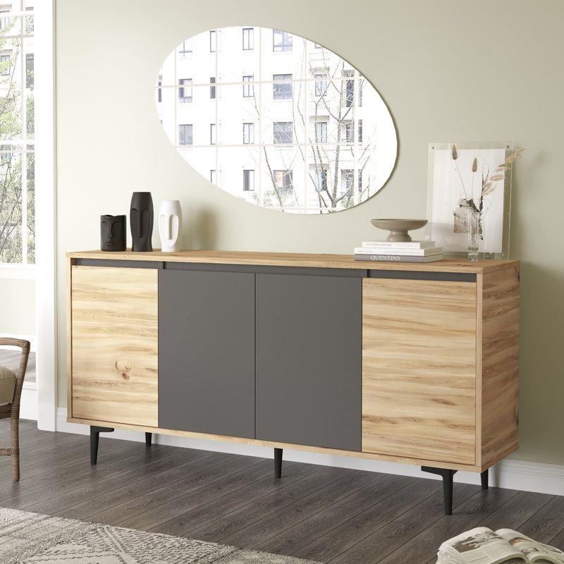 Μπουφές Augusta oak-ανθρακί 160x40x78.5εκ Μπουφές Augusta oak-ανθρακί 160x40x78.5εκ