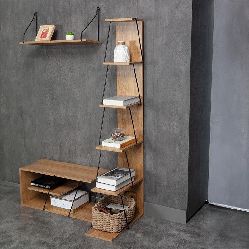 Βιβλιοθήκη mini Tars  sonoma-μαύρο 50x22x150εκ