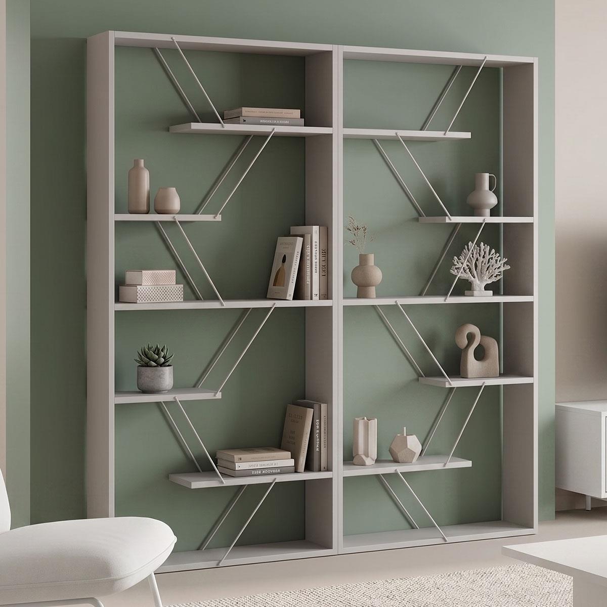 Βιβλιοθήκη Tars γκρι-λευκό 168x24x157εκ