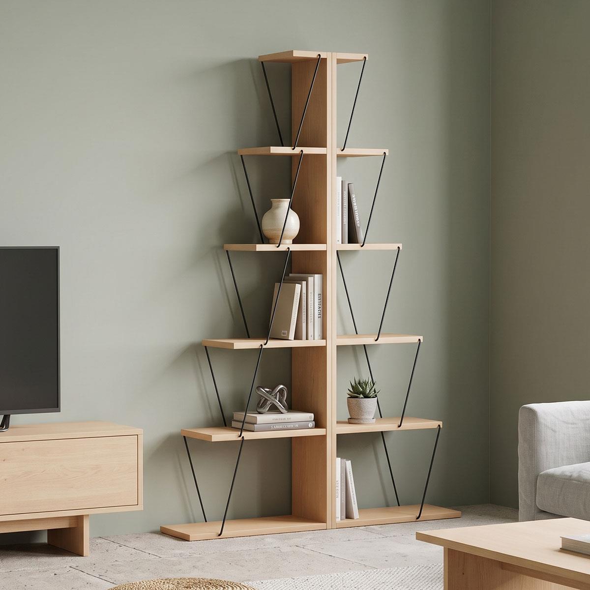 Βιβλιοθήκη mini Tars sonoma-μαύρο 130x22x146εκ Βιβλιοθήκη mini Tars sonoma-μαύρο 130x22x146εκ