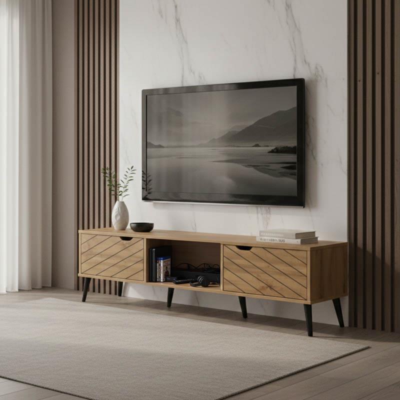 Έπιπλο τηλεόρασης Thelma sonoma μελαμίνης 150x40x41.6εκ Έπιπλο τηλεόρασης Thelma sonoma μελαμίνης 150x40x41.6εκ