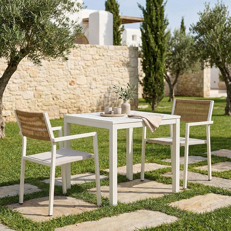 Σετ Τραπεζαρία Savor-Kliton 3τεμ λευκό αλουμίνιο και rattan σε φυσικό χρώμα 80x80x74εκ Σετ Τραπεζαρία Savor-Kliton 3τεμ λευκό αλουμίνιο και rattan σε φυσικό χρώμα 80x80x74εκ