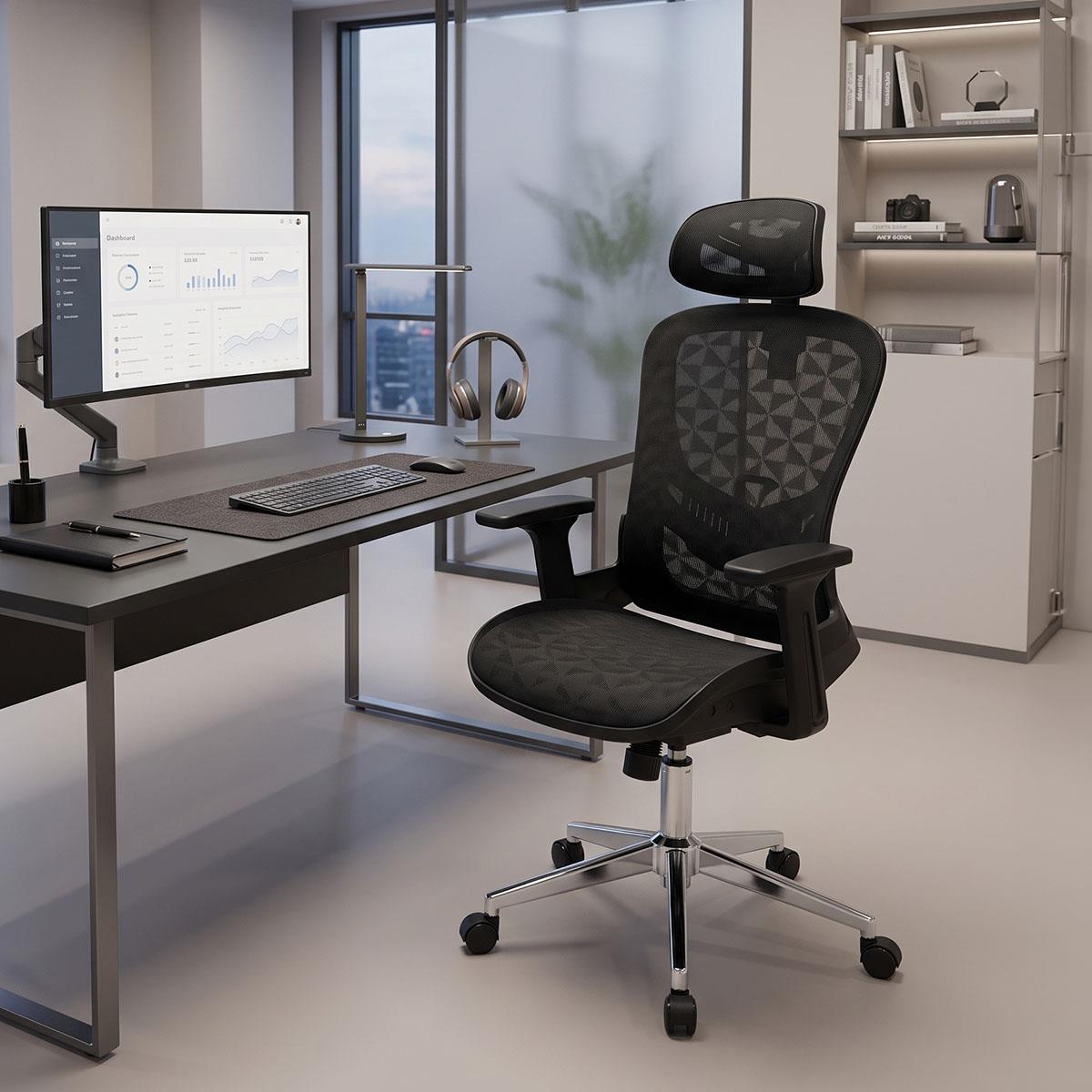 Καρέκλα γραφείου εργασίας Mergi μαύρο mesh 62x63x120εκ