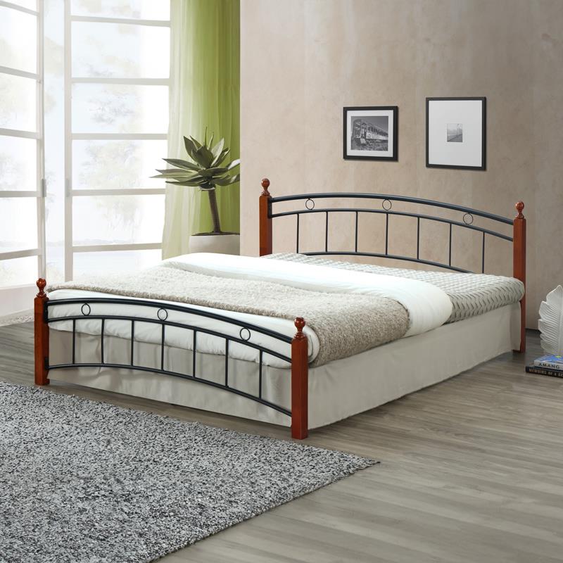 Κρεβάτι διπλό Clarive καρυδί rubberwood-μαύρο μέταλλο 140x190εκ Κρεβάτι διπλό Clarive καρυδί rubberwood-μαύρο μέταλλο 140x190εκ